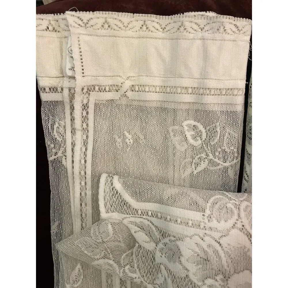 (QTY 4) Heritage Lace USA Polyester Heirloom Sheer Window Panels Ecru 60” x 54”